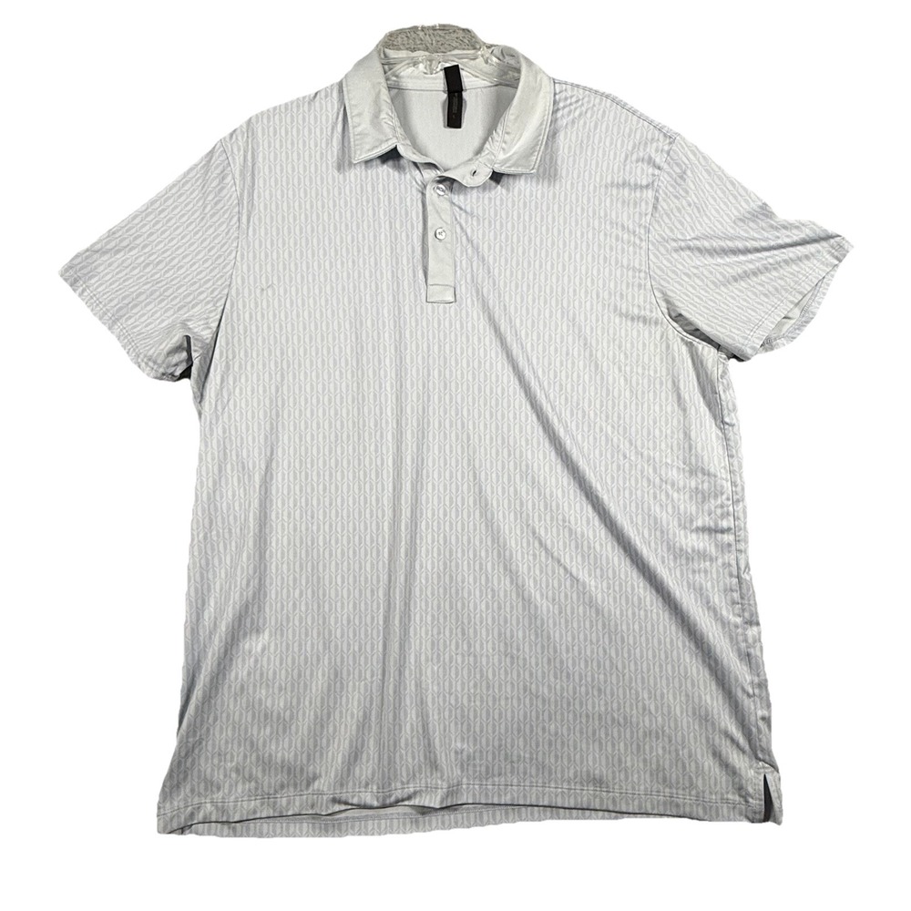 Z By Zella‎ Golf Polo Shirt large Blue Geometric Print Active Stretch Mens